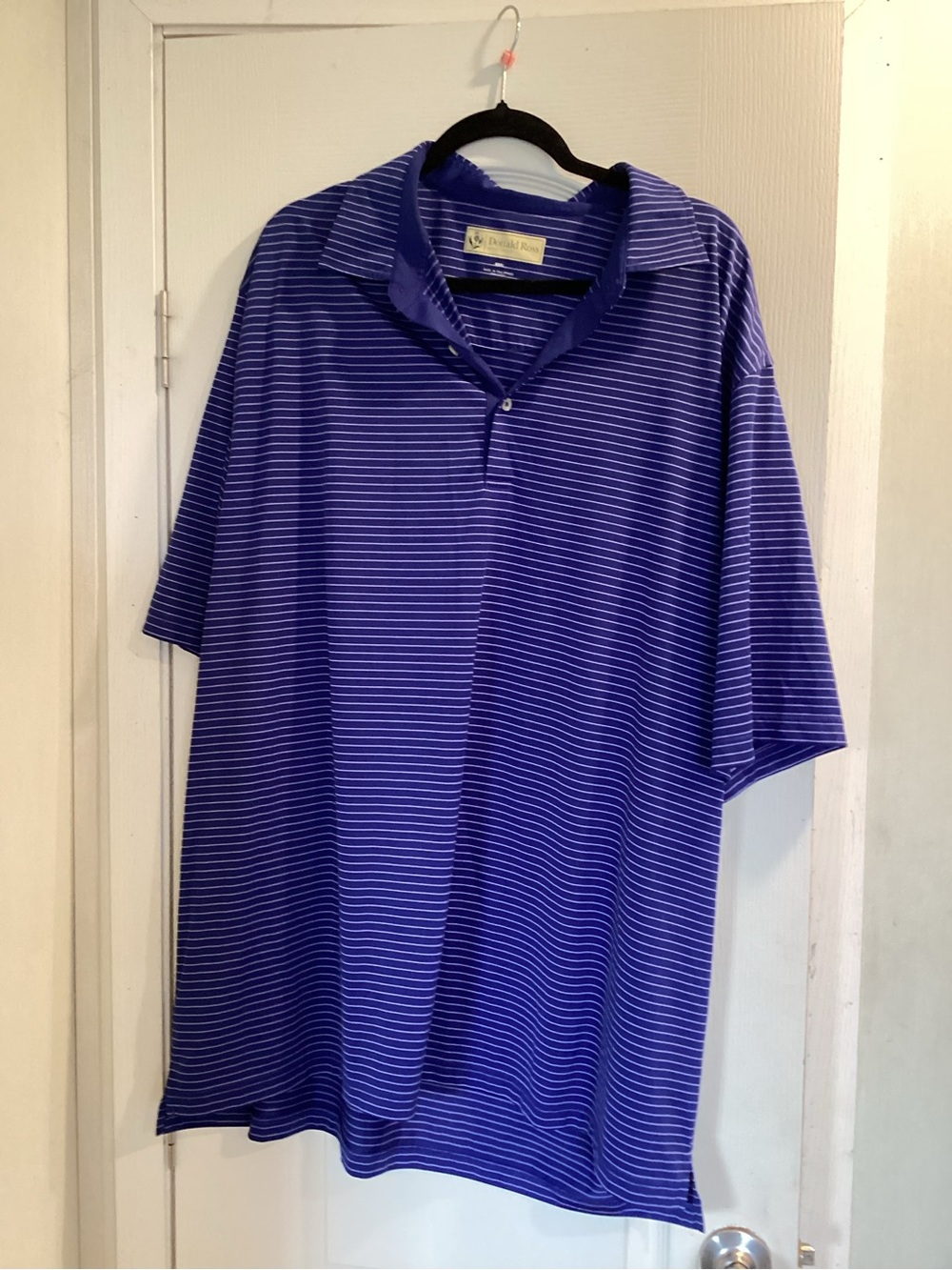 Donald Ross Men's Striped Performance Polo in Royal Blue 3XL EUC